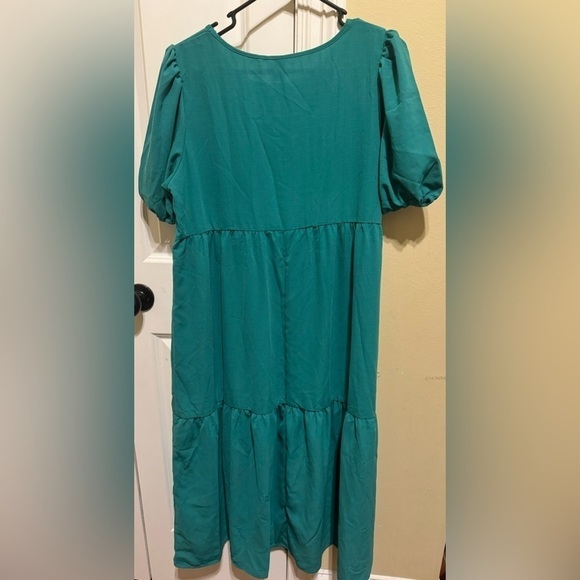 Emery Rose Green Dress Short Sleeve Long Dress Sz XL - Picture 8 of 11